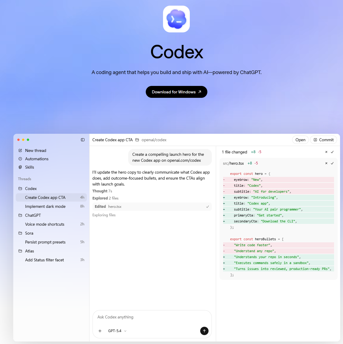 Codex screenshot